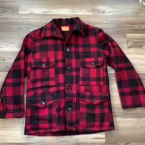 Vintage Humphrey Pure Wool Hunting Jacket Buffalo Plaid Red Black 1950 Coat